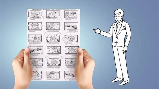 手绘漫画风动画欧洲人的商人性格讲解视频AE模板