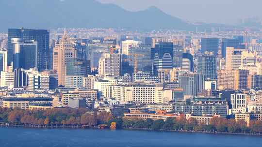 杭州西湖湖滨城市建筑风景