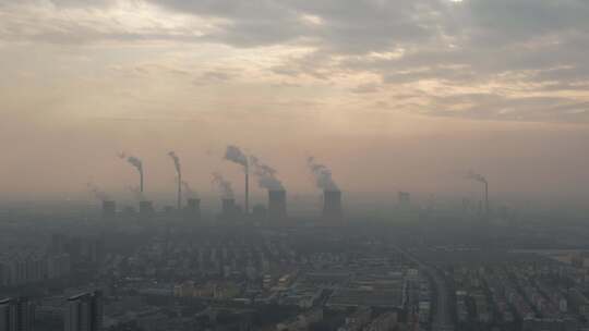 环境污染工业排烟雾霾航拍