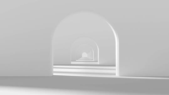 穿越圆拱形隧道3D渲染
