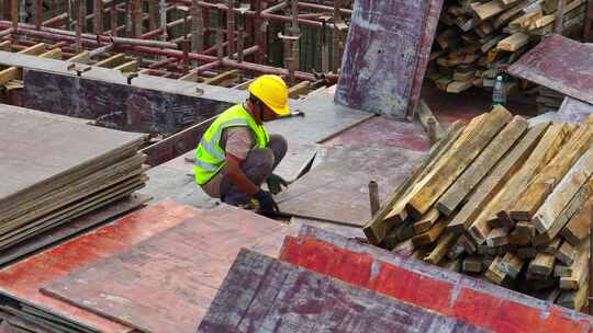 航拍高空作业建筑工地