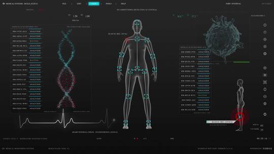 医疗DNA科幻屏幕HUD操作系统智能界面交互