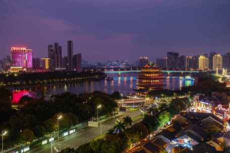 南宁邕江畅游阁街景夜景