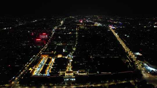 山东潍坊青州夜景航拍