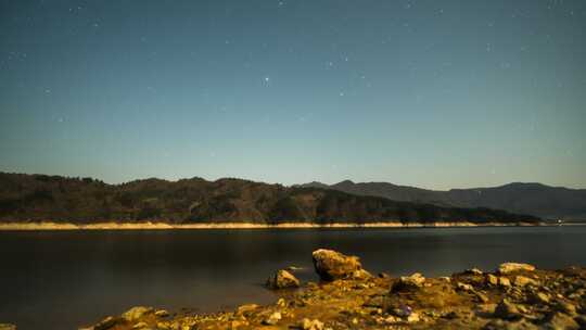 户外水库星空银河延时