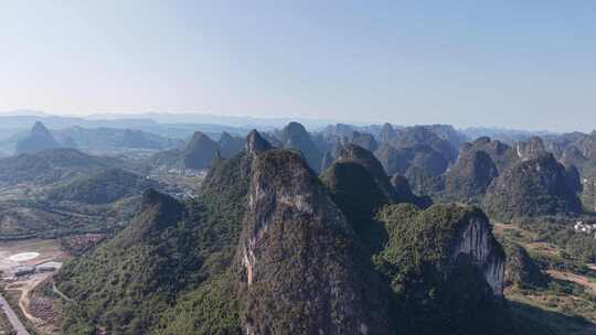 广西桂林奇山山石十里画廊航拍