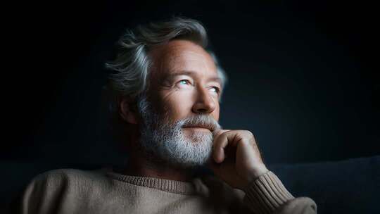 睿智长者沉思眺望未来