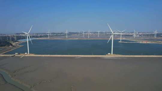 新能源 风力发电 风车 环保 海上风电视频素材模板下载