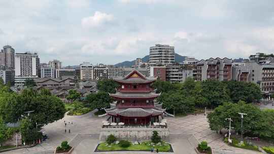 航拍四川宜宾合江门广场夹镜楼