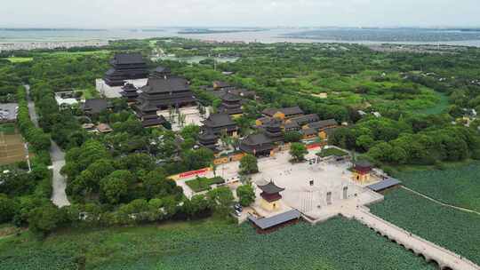 苏州重元寺美景航拍（阳澄湖）