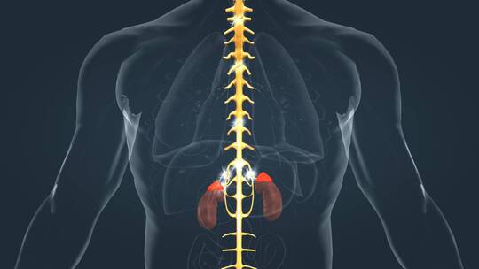 医学人体器官肾脏内分泌系统肾上腺三维动画视频素材模板下载