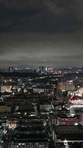 竖屏航拍广东深圳城市大景夜景灯光