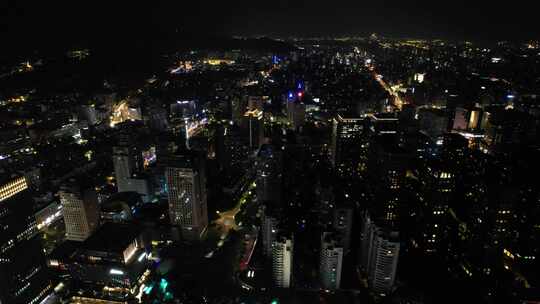 浙江杭州城市夜景交通航拍