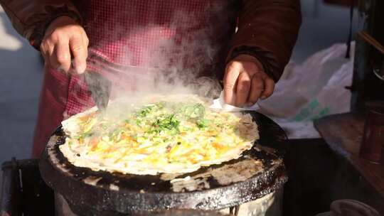 菜煎饼 小吃 滕州菜煎饼