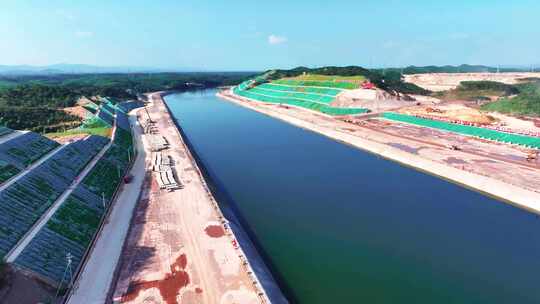 4K航拍广西2023年5月钦州平路运河工程