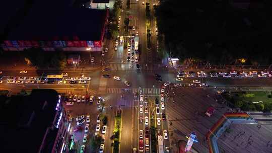 4k城市长春夜景道路车流