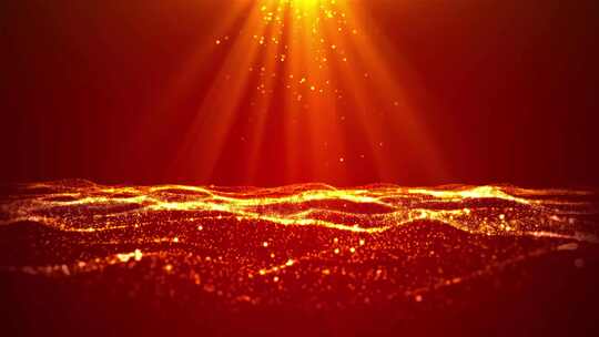 美丽发光的金色粒子海洋视频素材模板下载