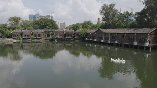 广西贵港湖面倒影航拍视频素材模板下载