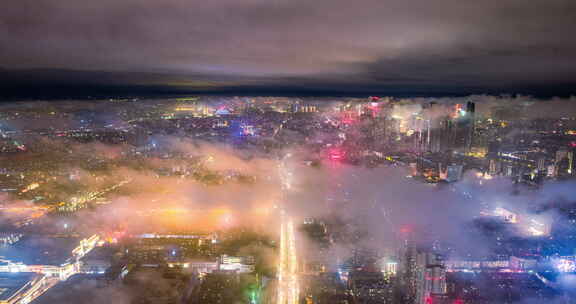 沈阳73年以来最强降雨过后的平流雾夜空