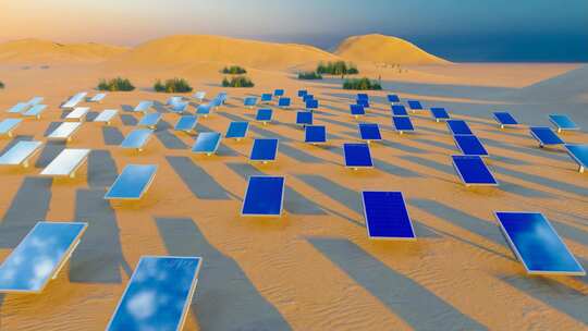 沙漠隔壁太阳能光伏发电面板视频