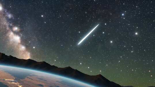 地球夜空流星划过景象