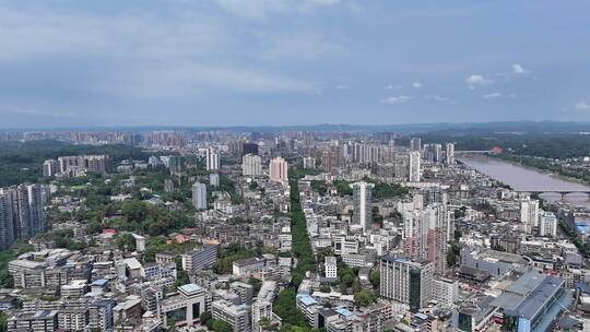 航拍四川乐山城市建设乐山大景