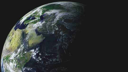 地球日转夜转日卫星视角地球大气层气候