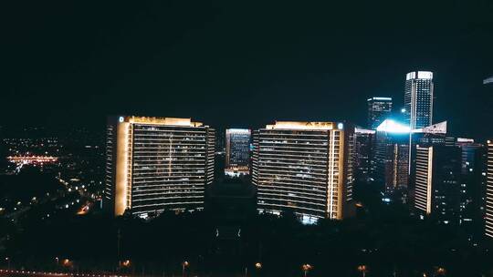 西安高新区锦业路cbd夜晚航拍