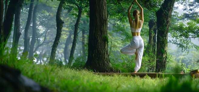 森林瑜伽氧气户外瑜伽