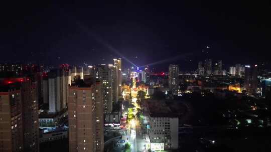 航拍福建莆田文献路夜景