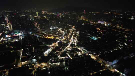 江苏南京老门东秦淮河夜景灯光航拍