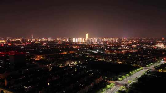 城市居民楼规划郑州CBD夜景亮化前飞