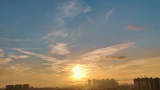 城市日出 太阳升起 延时