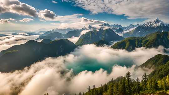 山峦云海自然风光全景