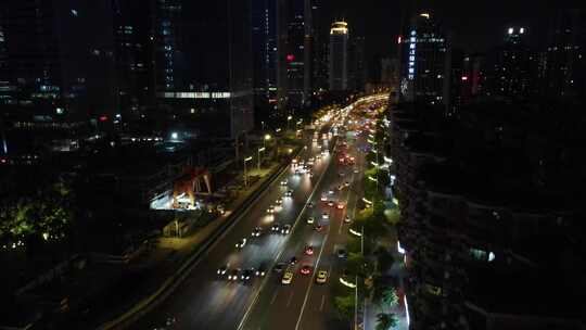 广州中山一立交桥车流夜景航拍