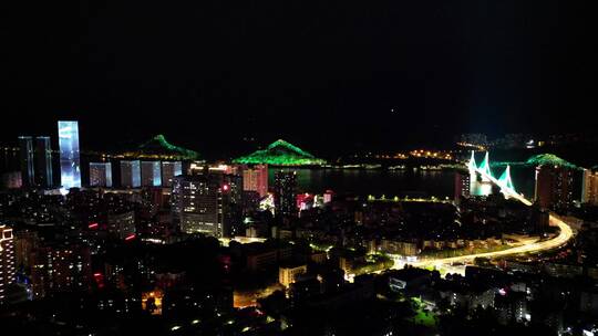 湖北宜昌城市夜景灯光航拍