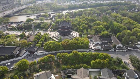 苏州寒山寺4K航拍原素材