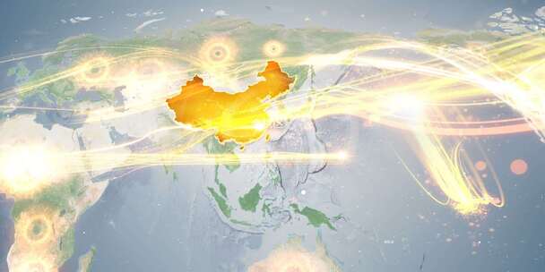 杭州市余杭区地图辐射到世界覆盖全球连线 15