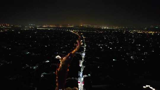 江苏苏州城市夜景大景航拍