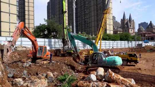 建筑工地 建设施工 工人工作 农民工