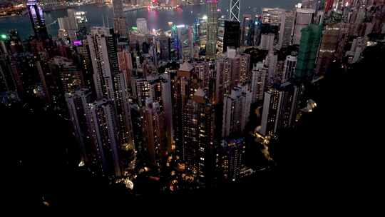 香港 维多利亚港夜景航拍