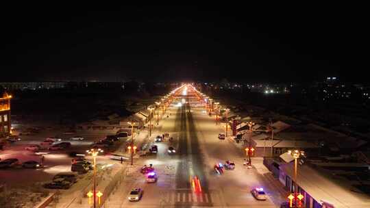 延时航拍城市冬季灯光夜景