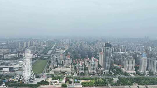 南昌市红谷滩新区航拍南昌之星摩天轮风光