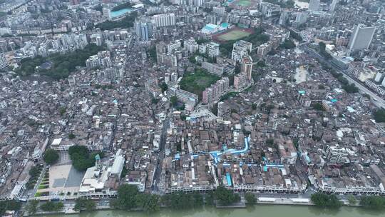 江门航拍老城区航拍江门古城建筑风光