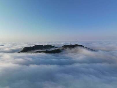 信宜钱排风车山云海日出航拍，日出云海