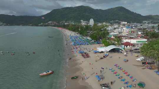 HDR泰国普吉岛芭东海滩棕榈航拍自然景观视频素材模板下载
