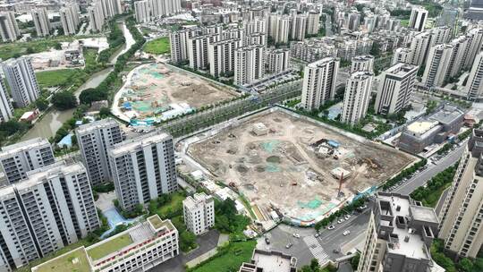 航拍福州在建中福高小学部、初中部建筑工地