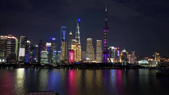 上海2022年夏季最新北外滩陆家嘴蓝调夜景视频素材模板下载