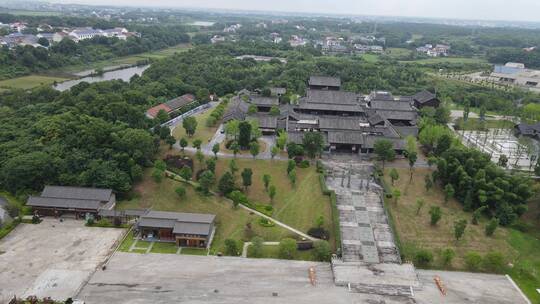 航拍湖南岳阳屈子文化园屈子书院