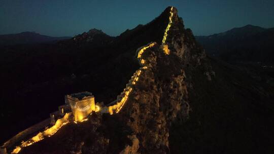 长城夜景超清航拍御三夜景拍摄不一样的长城视频素材模板下载